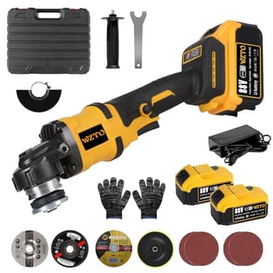 Smerigliatrice angolare a batteria, professionale, 21 V, set elettrico con 2 batterie da 5 Ah, diametro disco 125 mm, 30,000 giri/min, motore senza spazzole, 3 velocità, per separazione, levigatura e