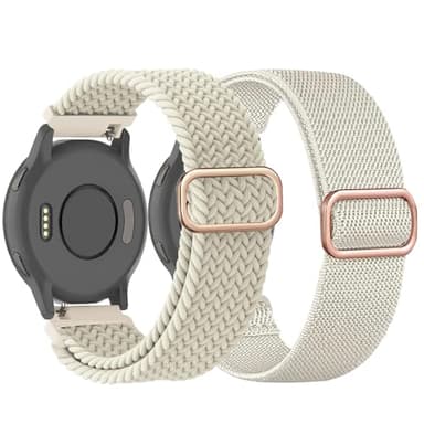 TUCOMO Confezione da 2 cinturini elastici in nylon intrecciato compatibili con Garmin Vivoactive 4S/Venu 2S/Venu 3S/Vivomove 3S, cinturini elastici in tessuto da 18 mm, per Garmin Forerunner