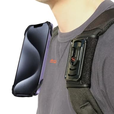 Supporto per telefono cellulare, con clip per cellulare, con vestibilità rimovibile, per escursionismo/arrampicata/outdoor, nero