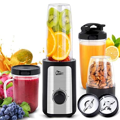 Uten Frullatore Smoothie, 4 in 1 Mini Blender Juicer, Frullatori da Cucina, 380W, 3 Velocità, Frullatore per Frutta e Verdura, Frullatore Portatile con 2 Lame, per Frullati Frutta Spezie, Senza BPA