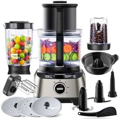 YASHE Robot da Cucina Multifunzione, 1300W Robot Cucina - Frullatore, Tritatutto, Tritacarne, Spremiagrumi, Ciotola da 2,5L, Frullatore da 1,5L, per Frullare, Tritare, Affettare, Tritare, Impastare