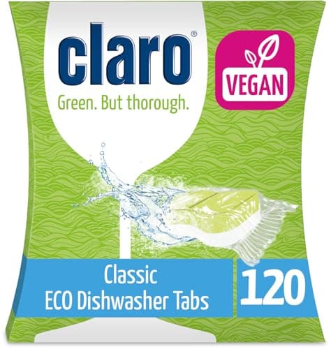 Claro Classic eco tabs per lavastoviglie - 120 tabs per lavastoviglie - senza fosfati, ecologiche e vegane - pellicola idrosolubile