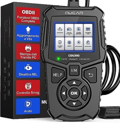 mucar obd2 Auto diagnostica,CDE500 diagnosi Auto Professionale in Italiano Funzioni Complete OBDII Diagnosi Auto Tutte Autodiagnosi Spegnere la Spia del Motore di Controllo Lettore di Codice