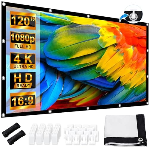 Schermo per Proiettore 120 Pollici, LEORFI Telo Proiettore Portatile 16:9 4K Full HD, Anti Rughe Pieghevole, 275x156 cm Schermo Doppia Faccia, Schermo di Proiezione per Esterni per Home theater