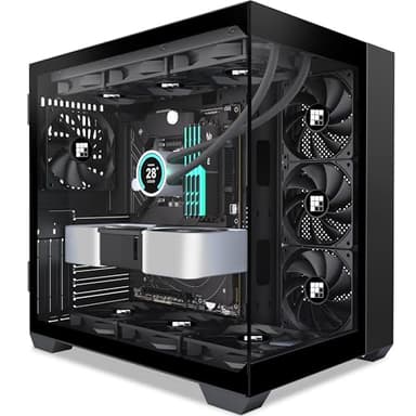 FOIFKIN Case PC – 3 PWM preinstallati senza ventola RGB, ATX Mid-Tower Gaming PC, vetro panoramico 270° con tipo C, F300, nero