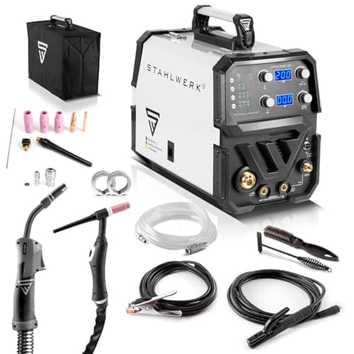 STAHLWERK MTM-200 ST Saldatrice ad arco schermata a gas 3 in 1 | inverter con 200 A e trainafilo sinergico per TIG | MIG MAG | MMA