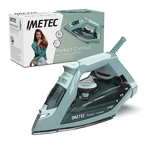 Imetec Perfect Comfort - Ferro da stiro a vapore – Leggero – Maneggevole - Protezione anticalcare - Colpo vapore 140 g - Piastra acciaio inox - 2200 W - Impugnatura ergonomica - Risparmio energetico