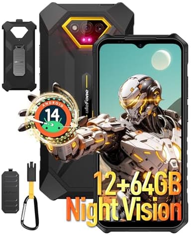 Ulefone Armor X13 Rugged Smartphone, 12GB+64GB/SD-256GB, Android 14 Telefono Robusto, 6320mAh, 50MP+24MP Visione Notturna, 6,52" HD+ Telefono Indistruttibile 4G Dual SIM/Face ID/GPS/NFC