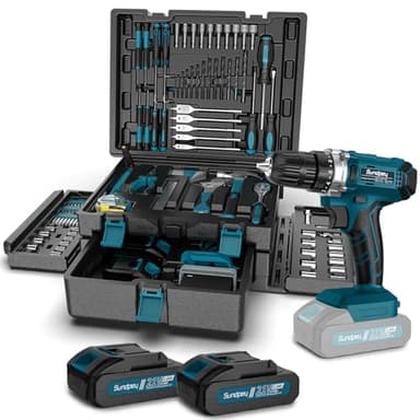 Sundpey Trapano Avvitatore Batteria 21 V - Cassetta Attrezzi Completa 255 Pezzi con Avvitatore a Batteria Set Attrezzi da Lavoro con Cassetto per la Casa e la Riparazione Dell'auto per Fai Da Te