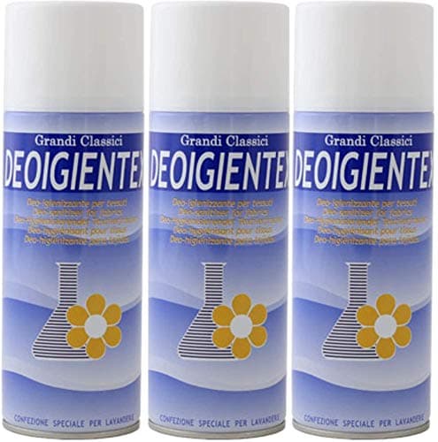 RAMPI Tris Deoigientex Spray Igienizzante Tessuti Deodorante Ambiente Professionale Profumatore Auto Profumo Bucato Vestiti Igienizza Abiti 3x400ml