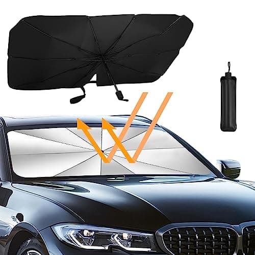 RISVOWO Ombrello Parasole Auto Parabrezza, Pieghevole Parasole Auto Interno, Schermo Anti-UV Gladeshade per Automobile, Copri Parabrezza per Auto Sole Per Macchina Media e Grande/SUV(140X80CM)