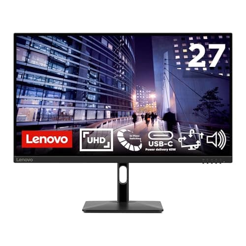 Lenovo N27p Monitor 27" UHD (3840x2160), IPS, 4ms, 60Hz, Altoparlanti integrati, Low Blue Light, Flicker free, Regolabile, HDMI, DP e USB-C