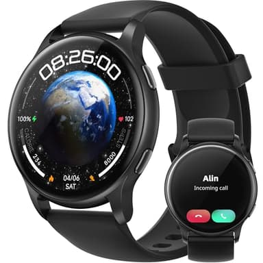 Parsonver Smartwatch Uomo Donna Chiamate Bluetooth, 5ATM Impermeabile Smartwatch Nuoto, 44 mm Orologio Smartwatch Uomo con 100+ Sportive, Orologio Fitness con Frequenza Cardiaca, SpO2, Sonno,Nero,SR3