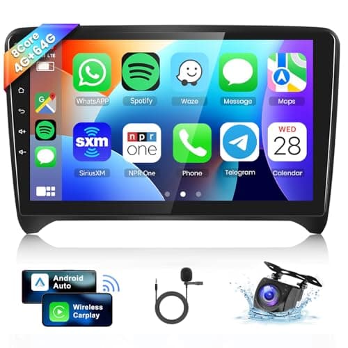 8 CORE 4G+64G Autoradio Android 13 per Audi TT MK2 8J 2006 2007-2014, 9" HD IPS Touchscreen Stereo Auto co DSP Carplay Android Auto GPS Wi-Fi Bluetooth Radio FM RDS Retrocamera