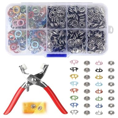 100 Paia Bottone A Pressione Metallo, Pinza per Bottoni Automatici con pinza, Strumento di Fissaggio a Scatto Resistente per DIY Abbigliamento Borse