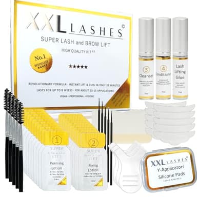 XXL Lashes Super Lash and Brow Lift Set 6.0, Lifting e Permanente Ciglia Kit Completo, Laminazione Sopracciglia con 20 Bustine Protette Dall'aria, Tempo di Esposizione breve, incl. Manuale