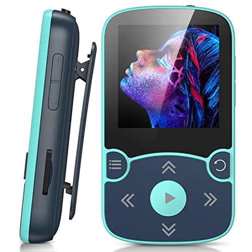 AGPTEK Lettore MP3 Running 32 GB, Lettore MP3 con Clip Bluetooth 5,3, MP3 Player Sport Mini Portatile, Contapassi Integrata, Radio FM, Registrazione, Lettura E-book, Slot TF Fino a 128 GB (Blu)