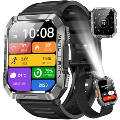 Blackview Smartwatch Uomo, Smartwatch Militare Uomo Fitness con Chiamate Bluetooth,2.01" Orologio Intelligente 112+ Modalità Sportive/900 mAh/Sonno/Cardiofrequenzimetro/Torcia/Bussola per Android IOS
