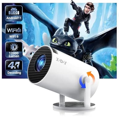 Mini proiettore portatile XGODY Gimbal3 Smart Android 11 HD Proiettore Supporta 1080P 4K WiFi6 BT Home Cinema Video Proiettore 180° Supporto Rotabile Auto Keystone Correzione per Telefono Cellulare TV