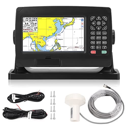 Ymiko Navigatore Satellitare GPS per Plotter Cartografico, Navigatore GPS Marino, Transponder con Antenna GNSS a Doppia Mappa IPX6 Impermeabile per Barche Marine