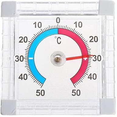 Retoo Termometro da finestra trasparente autoadesivo analogico esterno 7,5 x 7,5 cm, resistente alle intemperie, termometro esterno per finestra, indicatore di temperatura, termometro finestra adesivo