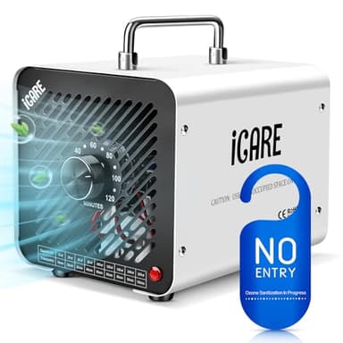 Generatore di Ozono Professionale 30000mg/h, Purificatore d'Aria Deodorante per 300㎡, Macchina Ozono Alta Capacità O3 con Timer 120 Min, Ozonizzatore per Casa Ambienti, Auto, Uffici, Hotel Bianco