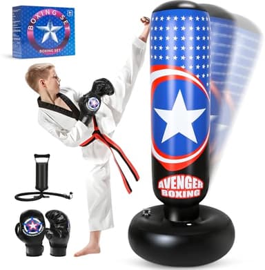 YasinKidz Sacco da Boxe per Bambini, 168cm Pungiball Bambini con Guanti da Boxe e Pompa, Regalo per ragazzi e ragazze dai 3-14 anni, per praticare karate, taekwondo, MMA