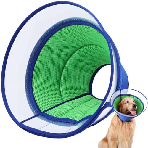 Collare Elisabettiano Cane Morbido, Collare Protettivo per Cani e Gatti, Collare a Cono Traspirante per Cani, Protettivo per Recupero Postoperatorio, Collare Anti Morso o Leccato (Blue, Size 1)