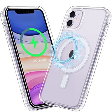SOGUDE Magnetica Cover iPhone 11 Custodia, [Compatibile con Mag-Safe] iPhone 11 Ricarica Wireless Silicone PC Cover, Anti Ingiallimento, 360 Protezione Trasparente