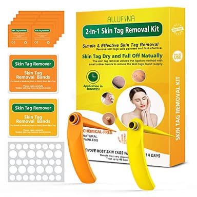 Skin Tag Remover, 2 in 1 Elimina Fibromi Penduli 2-8 mm,sicuro, indolore, con 30 strisce di rimozione facile e 10 salviette detergenti