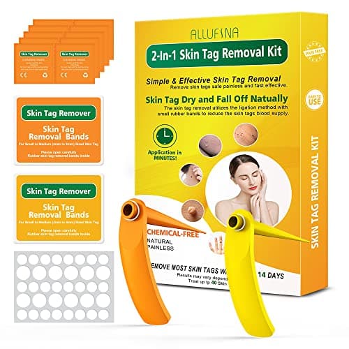 Skin Tag Remover, 2 in 1 Elimina Fibromi Penduli 2-8 mm,sicuro, indolore, con 30 strisce di rimozione facile e 10 salviette detergenti