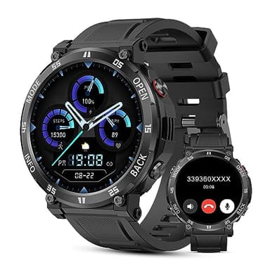 AVUMDA Orologio Smartwatch Uomo, 1,52" Smart Watch Sportivo Impermeabile con Chiamate Bluetooth Notifiche Contapassi Cardiofrequenzimetro Pressione Sanguigna Monitoraggio Sonno SpO2 per Android iOS