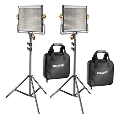 NEEWER 2 Kit d’Illuminazione Luce 480 LED Bicolore Dimmerabile & Cavalletto: Faretto LED 3200-5600K CRI 96+ con Staffa-U & 190cm Cavalletto per YouTube Fotografia Registrazioni Video in Studio