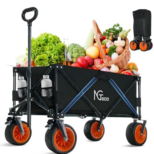 Carrello pieghevole, grande capacità, 150 kg, con ruote per tutti i terreni, resistente, per spiaggia, giardino, campeggio, shopping, installazione in 1 secondo
