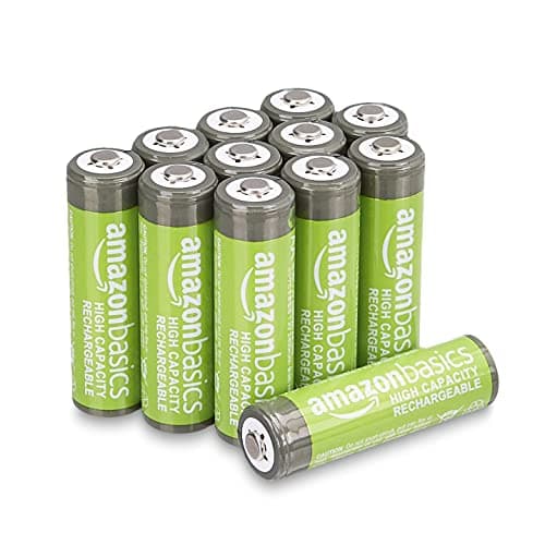 Amazon Basics Batterie AA ricaricabili, ad alta capacità, 2400 mAh, NiMh, pre-caricate, confezione da 12