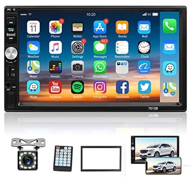 Autoradio 2 Din Bluetooth - Stereo per Auto Player Digitale con Touchscreen 7 Pollici, Hodozzy Lettore Multimediale Auto con Telecamera per Retromarcia, Radio Supporta MirrorLink/FM/USB/AUX/TF/SWC