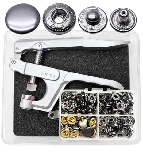 Bottoni automatici con pinze Φ15mm Nero 40 set Bottoni automatici per abbigliamento per portafogli per borse da giacca in pelle
