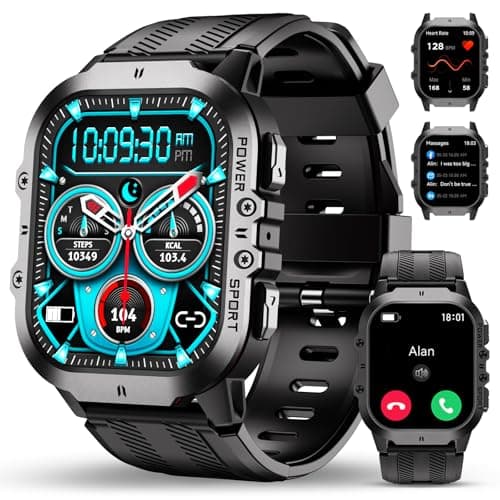 OUKITEL Smartwatch Uomo BT20, Orologio Militare Uomo con Chiamate Bluetooth, 5ATM Impermeabile Smartwatch Intelligente, 120+ Modalità Sportive con Cardiofrequenzimetro, SpO2, Sonno, per iOS/Android