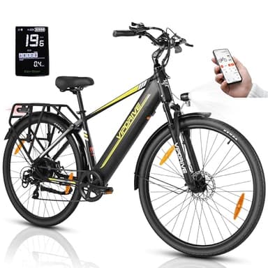 Vipdrive Bici Elettrica per Uomo Donna, 28 pollici Bicicletta Elettrica con 48V 15Ah Batteria Rimovibile Nascosta, Fino a 40-100km, Posizionamento e Navigazione APP (NAVIGATOR 1.1-Nero)