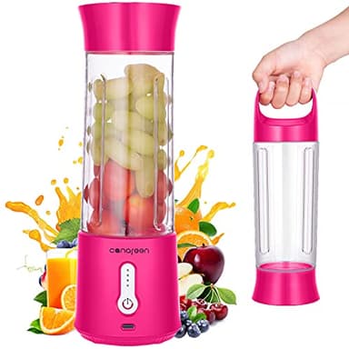 Canareen Frullatore Elettrico Frullatore Portatile - Blender da 500ml per frullati e succhi | Mini frullatore smoothie USB ricaricabile da 4000 mAh con 6 lame per palestra sportiva da viaggio (Rosso)