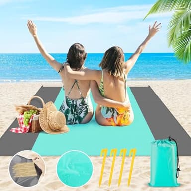 CIRULLI Picnic impermeabile 210 x 200 cm,Stuoia campeggio,Tappetino da Spiaggia Pieghevole,Stuoia spiaggiacon Sacchi di Sabbia Triangolari,Tappetino da Spiaggia per Picnic, Spiaggia, Campeggio