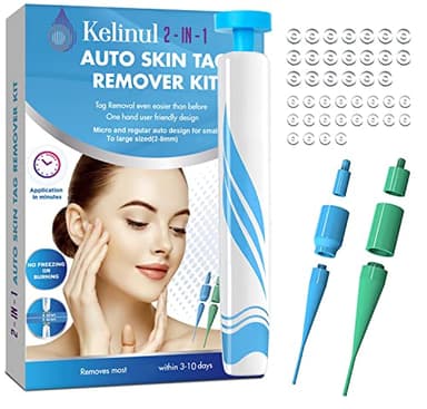 Kelinul Skin Tag Remover Kit 2-in-1 per la rimozione delle macchie della pelle con 48 bande di micro e normali macchie della pelle (da 2 mm a 8 mm)