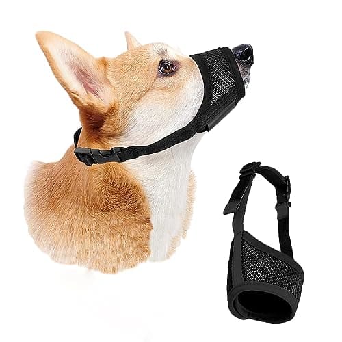 Museruola per Cani, Museruola Cane Taglia Grande, Impedisce di Masticare, Rosicchiare, abbaiare e Mordere, Tessuto Morbido Rete Traspirante Regolabile