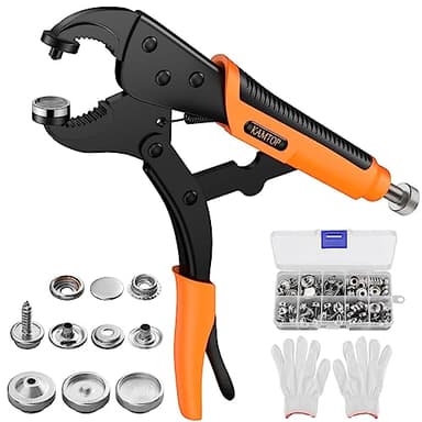 Kamtop Pinze per Bottoni a Pressione Set con 30 PZ Bottoni Automatici a Pressione in Metallo Senza Cucito Pressione con Pinze per Fai da Te Abiti Borse Jeans Vestiti ECC