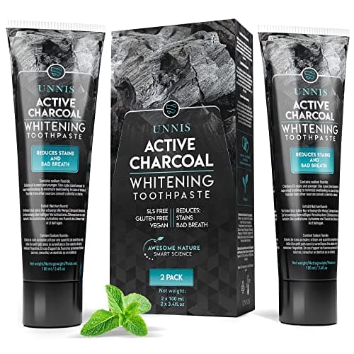 Unnis Sbiancante Denti Professionale Dentifricio Sbiancante Professionale Sbiancamento Carbone Attivo Blanco Dent Dentifricio (50 g (Confezione da 2), Menta)