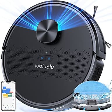 Lubluelu Robot Aspirapolvere Lavapavimenti con Mappatura 4500Pa a 5 Piani, Silenzioso Robot Lavapavimenti e Aspirapolvere, 10 Aree Vietate, Robot Vacuum Mop 3 in 1 per Pavimento e Peli Animali (SL61)