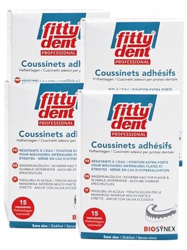 Fittydent - Confezione da 15 cuscinetti adesivi per Fitty Dent, confezione da 4
