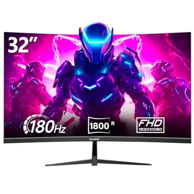 Gawfolk Gaming Monitor 32 pollici Curvo 180hz/165hz Full HD 1080p Da PC Schermo 1800R Senza Cornice Per Computer Con Freesync E Tecnologia Eye Care, Supporta VESA, HDMI, DP