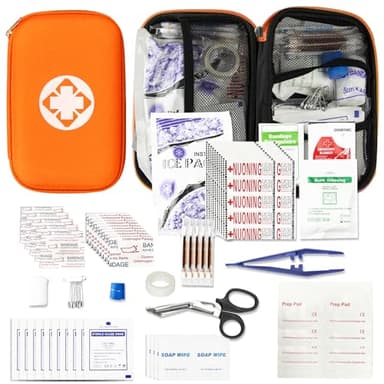 276 pezzi Mini kit di pronto soccorso per auto formato da viaggio per viaggi di lavoro, kit di emergenza compatto per escursioni in bicicletta, articoli essenziali per la casa, arancione