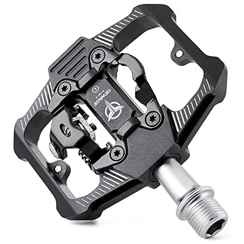 GEWAGE Pedali per bicicletta SPD, pedali per mountain bike, doppio lato SPD, piattaforma antiscivolo, con 3 cuscinetti, pedali in alluminio leggero, 9/16", con inserti per MTB, bici da strada (Nero)